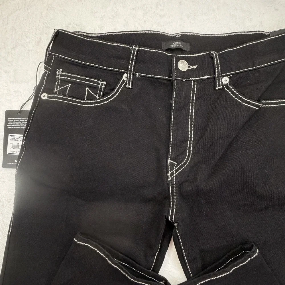 True Religion Jeans Mens 36x32 Geno Relaxed Slim Black Rinse NWT Retail $204